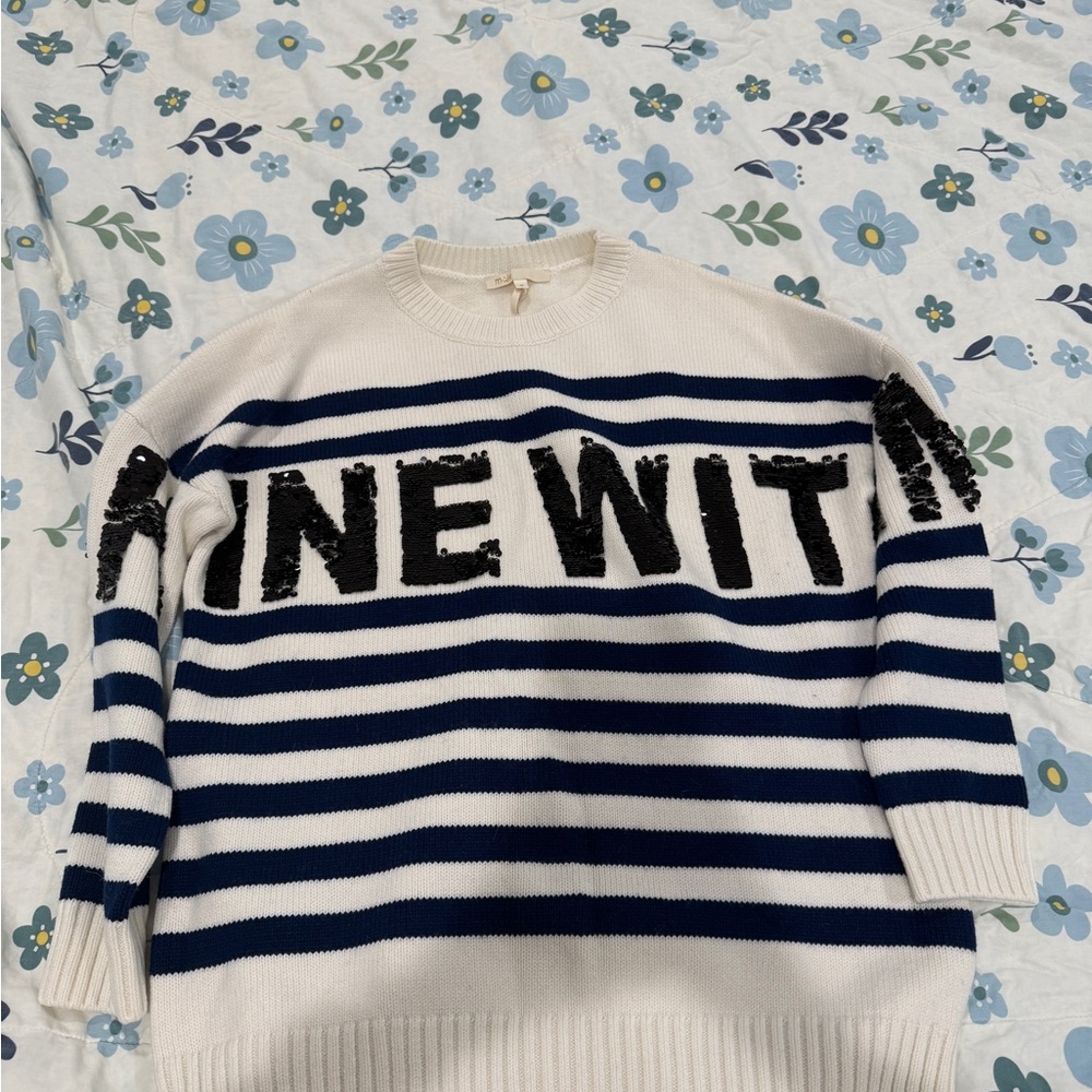 Maje Black and White Striped Sweater